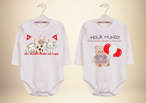 Combo 2 Bodys Bebé Huracán Regalo Personalizado Blanco 6-9 M Lisa Manga Larga