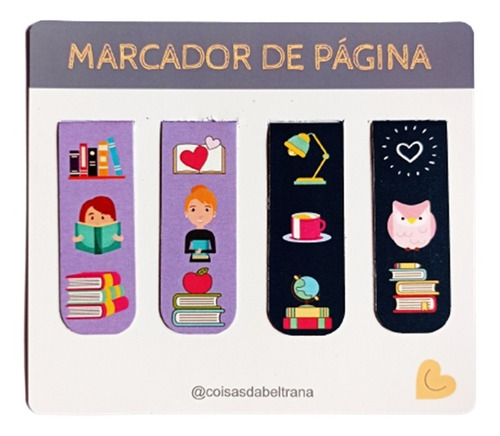 Kit 4 Marcadores De Páginas Magnéticos Artesanais Exclusivos