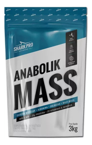 Hipercalórico Anabolik Mass Refil 3kg - Shark Pro Sabor Baunilha
