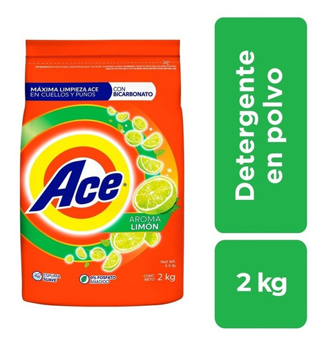 Ace Limón Detergente En Polvo 2 Kg