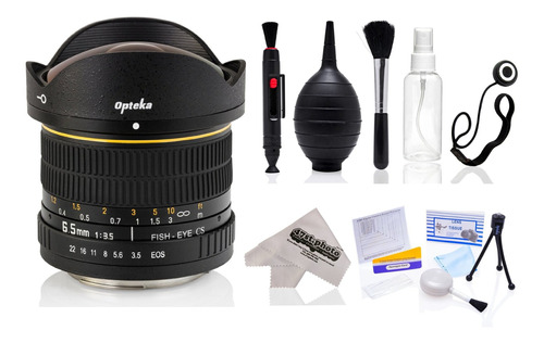 Opteka 6.5 Mm F 3.5 Hd Fisheye Lente Asferica Care Kit Para