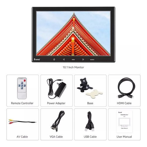 Monitor Lcd Para Pc De 10in Monitores Gamer Hdmi Vga Av Con