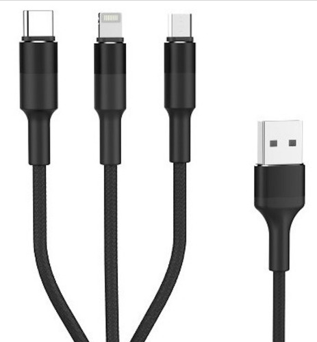 Cable Cargador 3 En 1 Para Micro Usb, Usb C, Lightning 