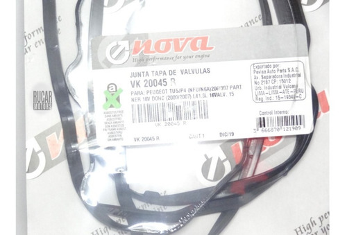 Empacadura Tapa Valvula Peugeot 206 - 307 1.6 16v