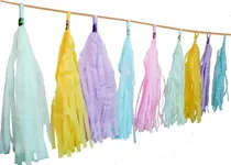 Comprar Decoración Tira Pompones Colores Pastel Papel Paq 10 Pzas