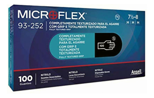 Microflex 93-252 Guante Desechable De Nitrilo Negro, Sin
