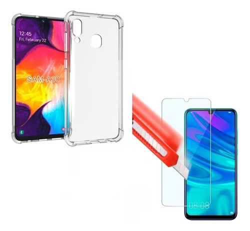 Funda Case Tpu Antishock + Mica Vidrio Samsung A20/a30 Cover