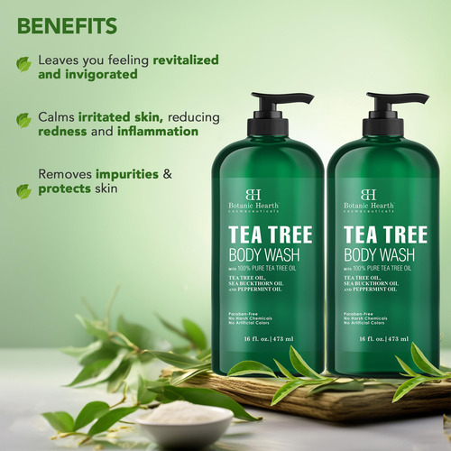 El Gel De Baño Botanic Hearth Tea Tree, 473 Ml, Alivia La Pi