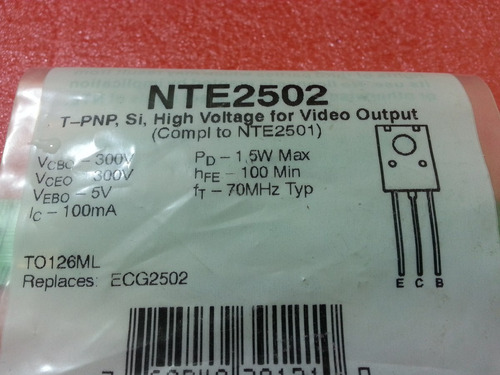 Kit 2 Transistor Nte2502 Pnp 300 V 100 Ma