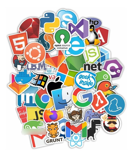 Adesivos Programador Notebook Geek Nerd Sticker Retro 49 Pçs