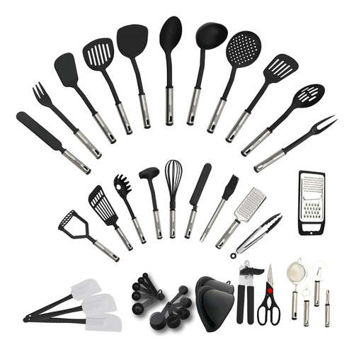 Juego De Utensilios De Cocina Inoxidable Y Nylon, Resistente