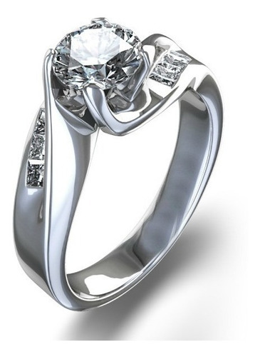 Anillo Compromiso 14k Forever One 0.50ct Diamantes Laterales