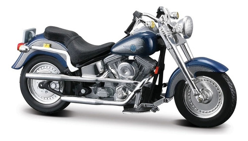 Harley Davidson Flstf Fat Boy 1998 Azul Pl- Moto Maisto 1/18