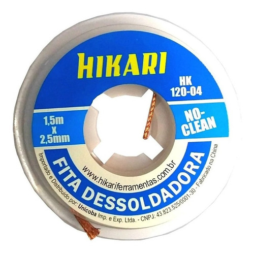 Imagem 2 de 3 de Fita Malha Dessoldadora Hikari Nas Espessuras 2 / 2,5 / 3mm