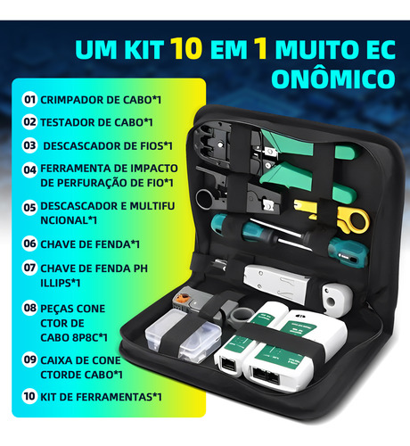 Kit Ferramentas Rede Informática Testador Lan Crimpar Rj45