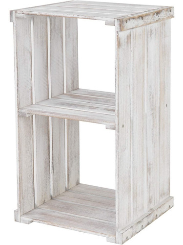 2 Niveles En Mal Estado Encalado Caja De Madera Organiz...