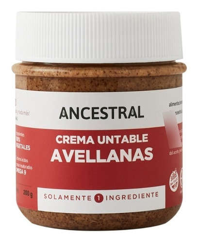 Crema Untable Vegetal De Avellanas Ancestral X 200 Gr