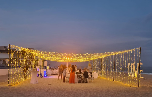 Imagen 7 de 7 de Serie Navideña Luces Led Ambar Luz Fija 25 Metros 250 Leds