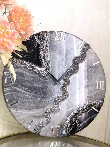 Molde Silicona 4838 Reloj Numero Romano 27 Cm + Resina Epoxi
