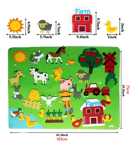 Juguete Educativo De Aprendizaje De Tablero Ocupado Granja