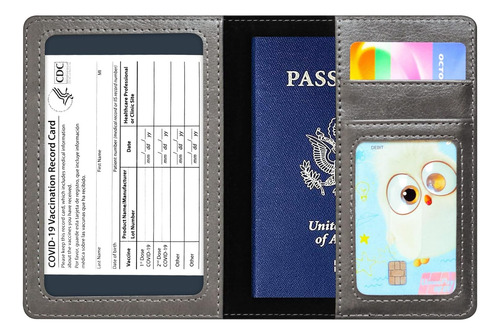 Porta Pasaporte Y Carnet De Vacunacion Kaoban Gris Oscuro