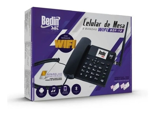 Telefone Celular Rural Fixo Mesa 3g Wifi 5 Bandas Bdf-12