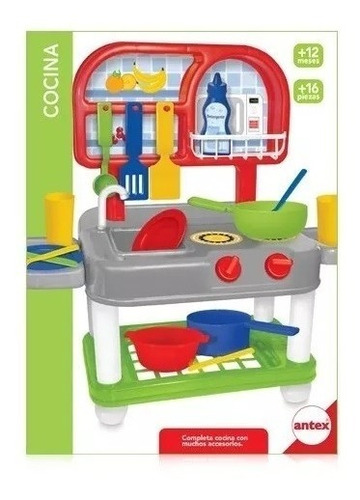 Cocina Juego Didactico Con 16 Piezas Juguete Original Antex