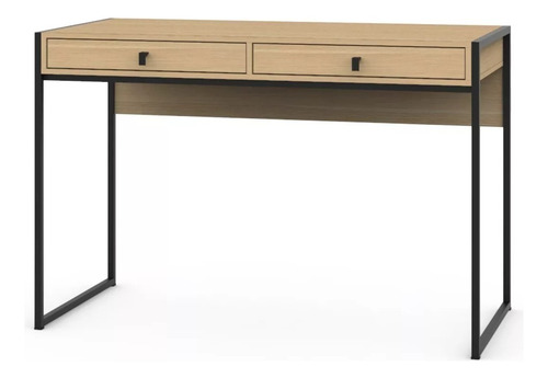 Escritorio Linea Industrial Caño Metal Hierro Negro Roble