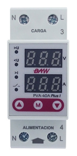 Protector Tension Digital 40a Baw Monofasico Din Volt Amper