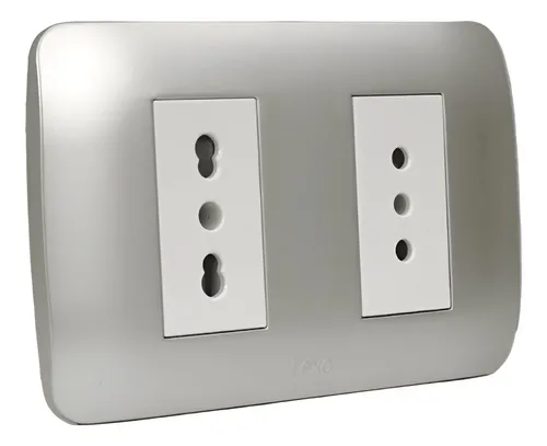 Enchufe Toma Doble 10a + 10/16a 250v Blanco/plata Lexo