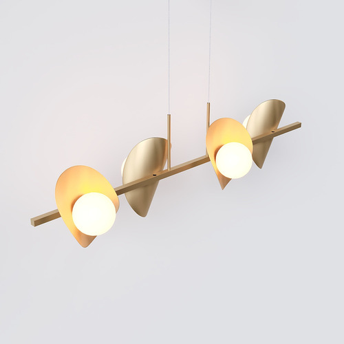 Pendente Calandra Linear Jabuticaba 4 Globos Dourado Fosco