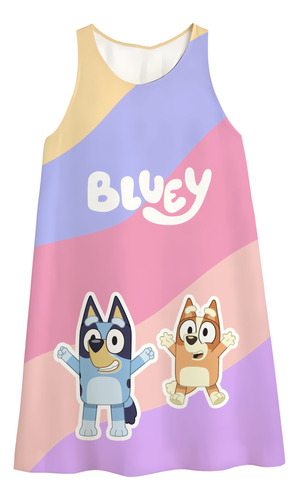 Vestido Bluey Colores Para Niña, Tela Fresca