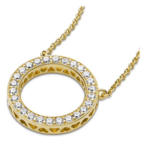 Collar Círculo De Brillo Recubrimiento En Oro De 14k Color Dorado