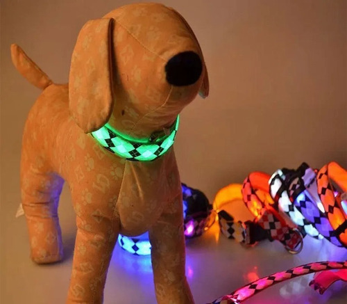 Collar Luminoso Led Luz Ajustable Perro Mascota Disponible 