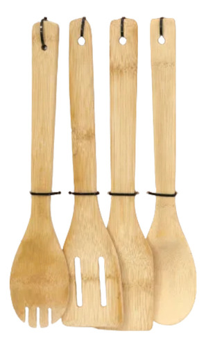 Set X 4 Utensilios Bamboo 27 Cm