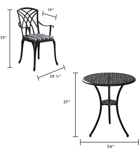 Kinger Home - Juego De Mesa De 3 Piezas Para Patio Y Bistró
