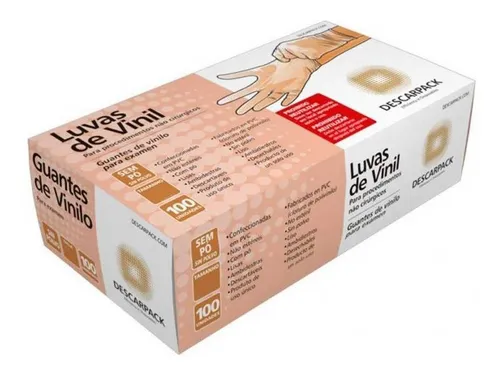 comprar Luva De Vinil Sem Pó Descartável 100 Unid Descarpack Tamanho