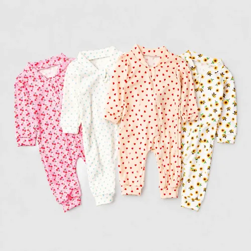 Kit 4 Macacão Canelado Estampado Bebê Zíper Menino E Menina