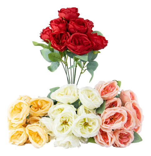 Ramo De Flores Peonias Artificiales 40cm Calidad Premium