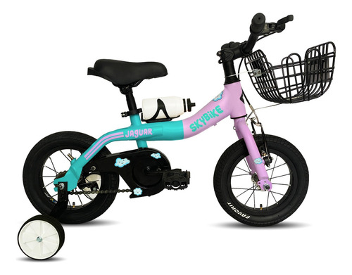 Bicicleta Infantil Skybike Niña Ruedas Entrenadora Rodada 12 Color Verde/lila