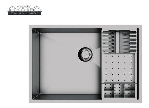 Cuba Inox Quadrada 500 X 400 Com Cesto Escorredor E Válvula