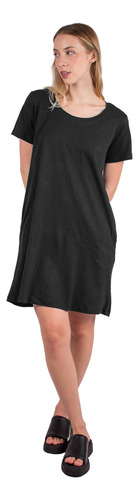 Vestido Corto Mujer De Algodon Liso Para Verano Plus Size