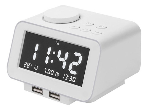 Despertador Digital Carga Usb Dual Despertador Blanco
