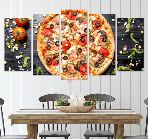 Políptico Pizza Restaurante Tpz21 Canvas Grueso 200x105