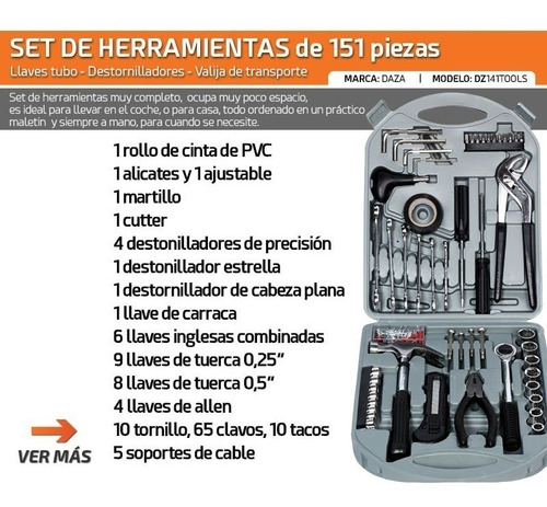 Set De Herramientas 141 Piezas Kit En Caja Maletin Completo