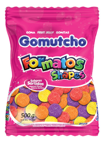 Bala De Goma Gomutcho Formatos Sabores 500g - 3 Pacotes 