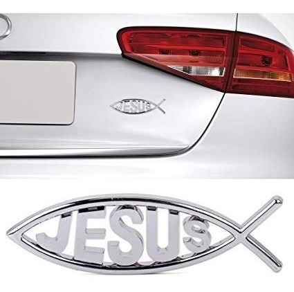 Imagen 6 de 9 de Emblema Logo Pez Cristiano Jesus Autoadhesivo Auto .x1 P104