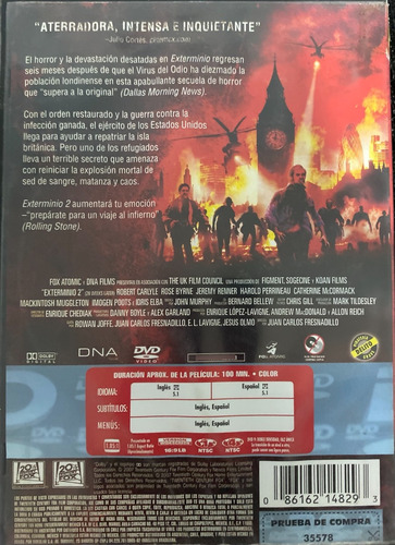 Exterminio 2 / 28 Weeks Later- Robert Carlyle -dvd Original (Usado)