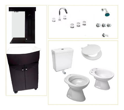 Combo Baño Completo Griferias Inodoro Vanitory C103