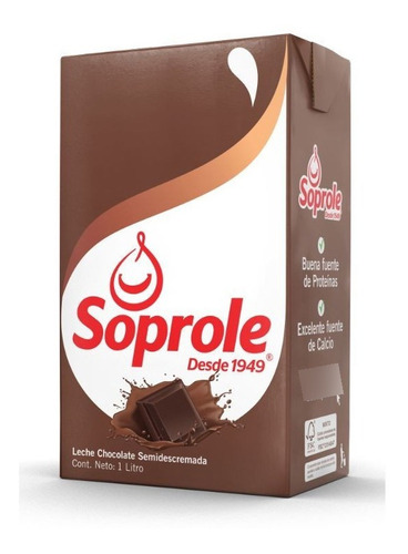 Leche Lv S Tapa Soprole 1 Lt Chocolate(6 Unidades) Super